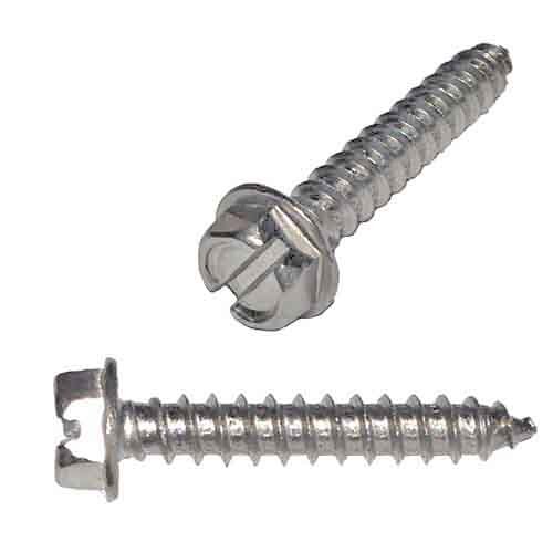 HWHTS123S #12 X 3" Hex Washer Head, Slotted, Tapping Screw, Type A, 18-8 Stainless